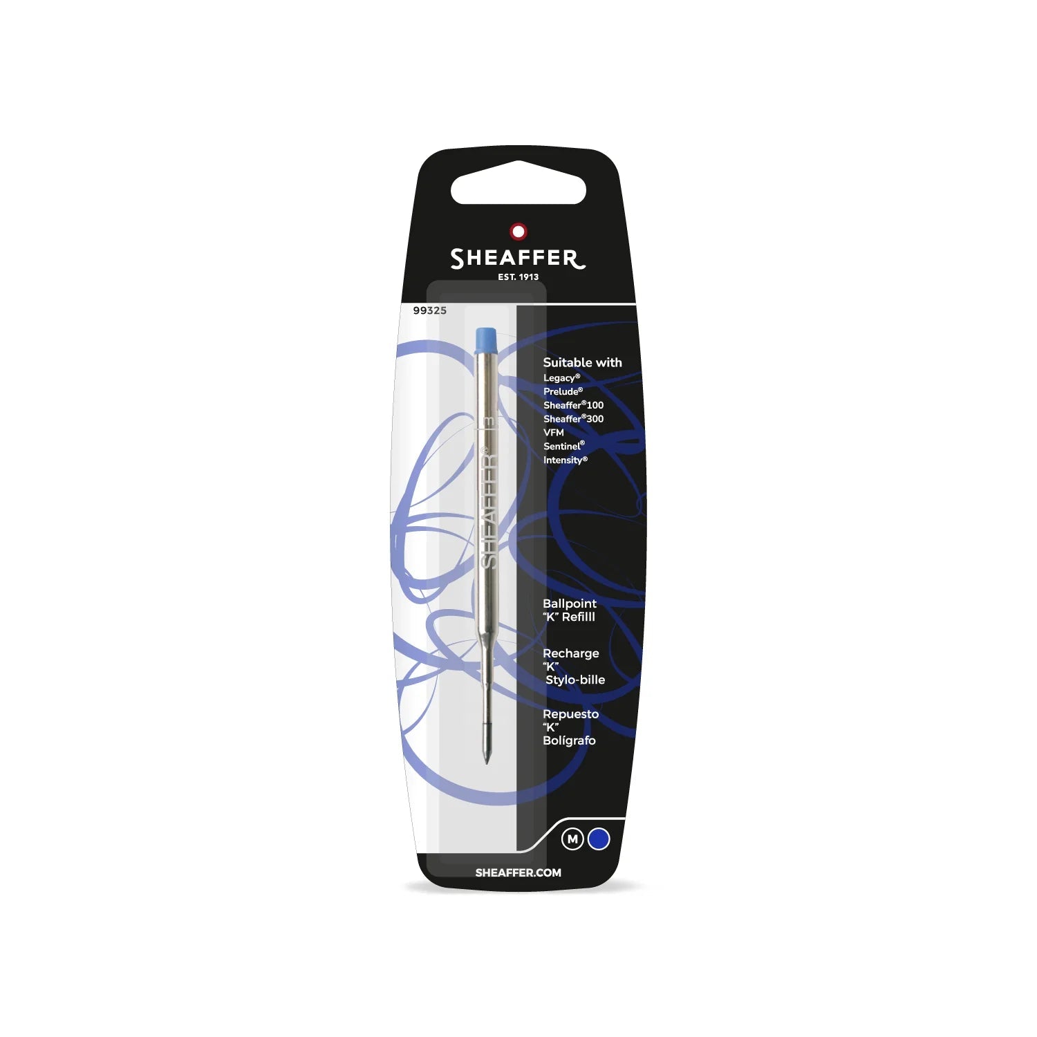 Recharge stylo bille SHEAFFER "K" - Medium (M) - Bleu - 0074040993257