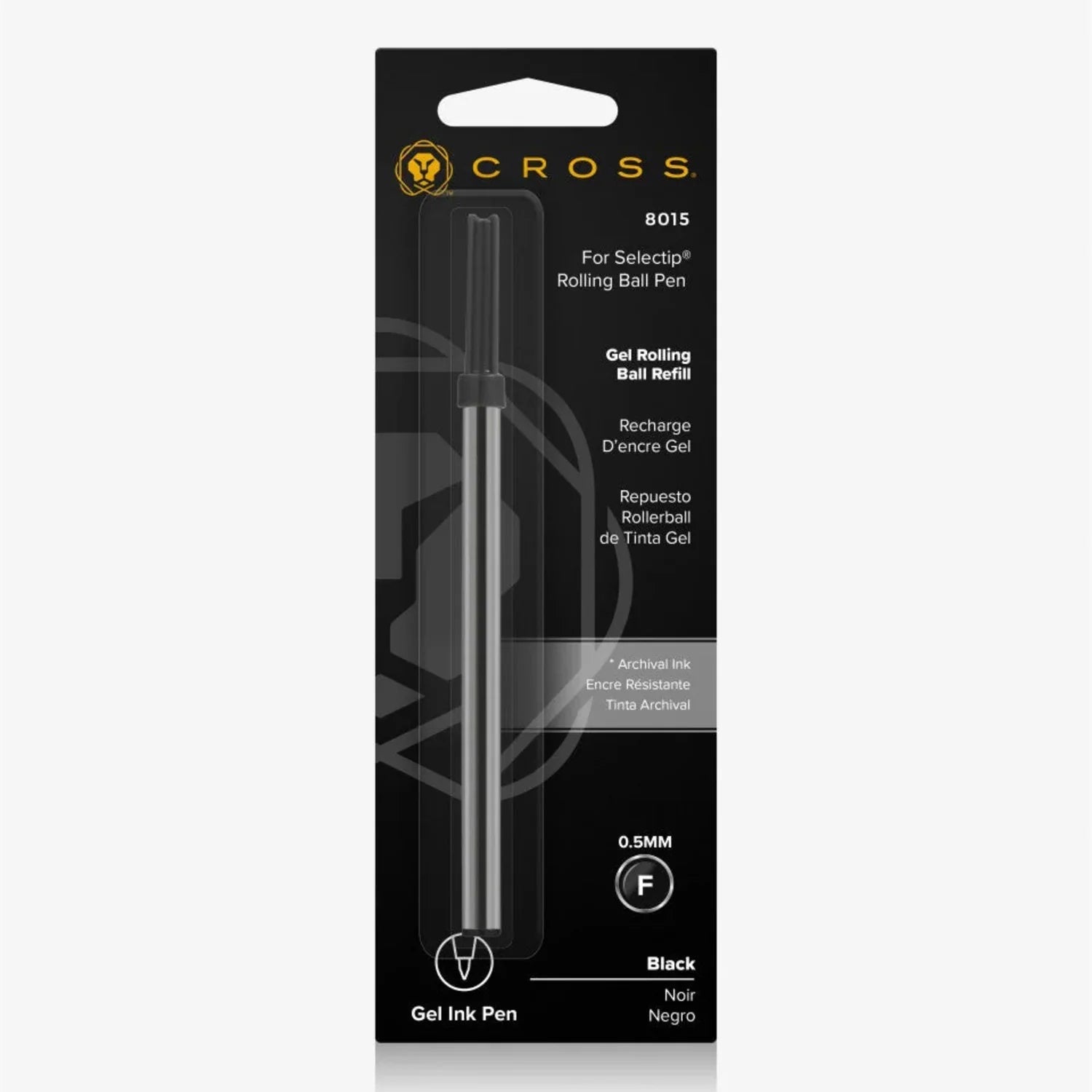 Recharge stylo roller CROSS - Fine (F) - Noir - 073228137650