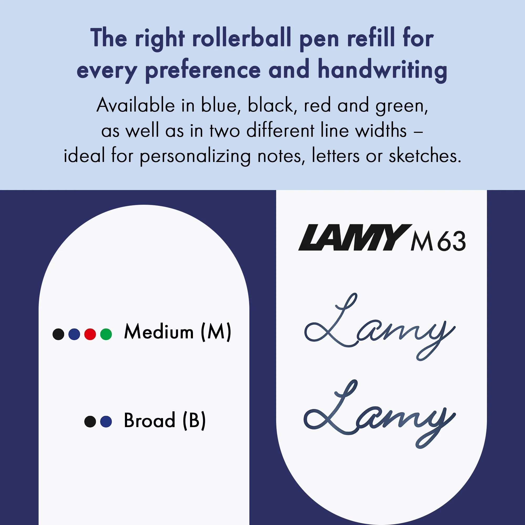 Recharge stylo roller LAMY M63 - Medium (M) - Bleu effaçable - 4014519185604