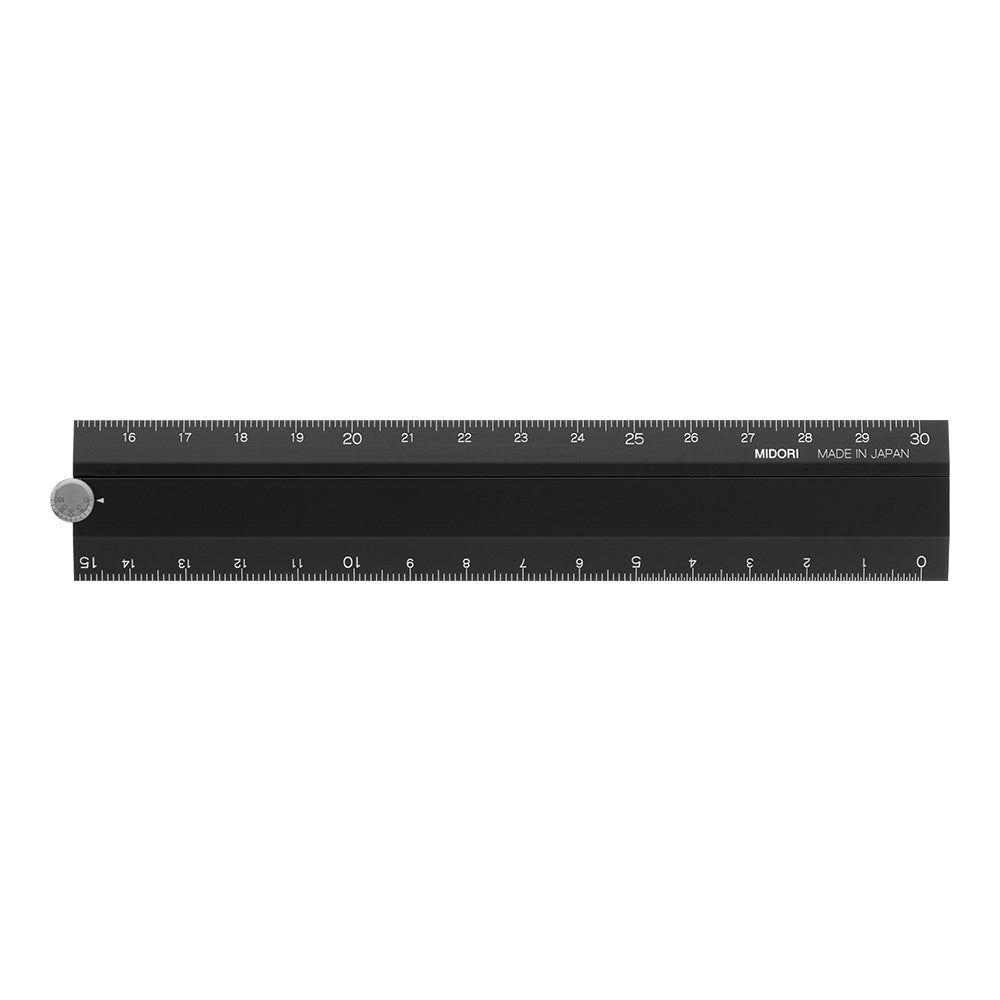 Règle MIDORI multifonction pliable en aluminium - 30 cm - Noir - 4902805422864