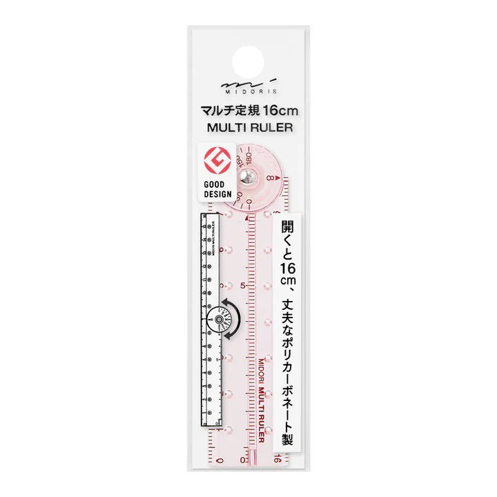 Règle MIDORI multifonction pliable en plastique - 16 cm - Rose - 4902805422987