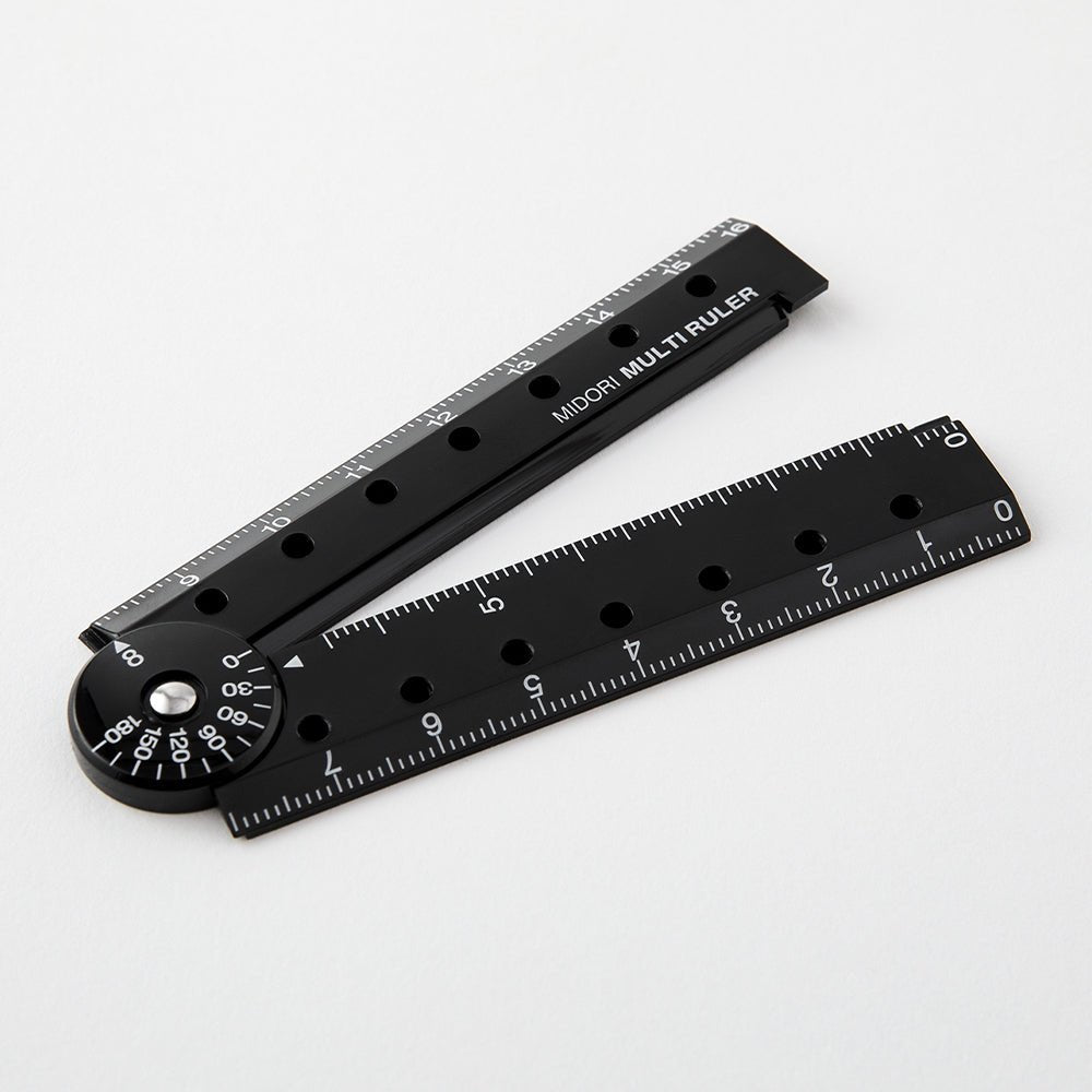 Règle multifonction pliable MIDORI en plastique - 16 cm - Noir - 4902805422963