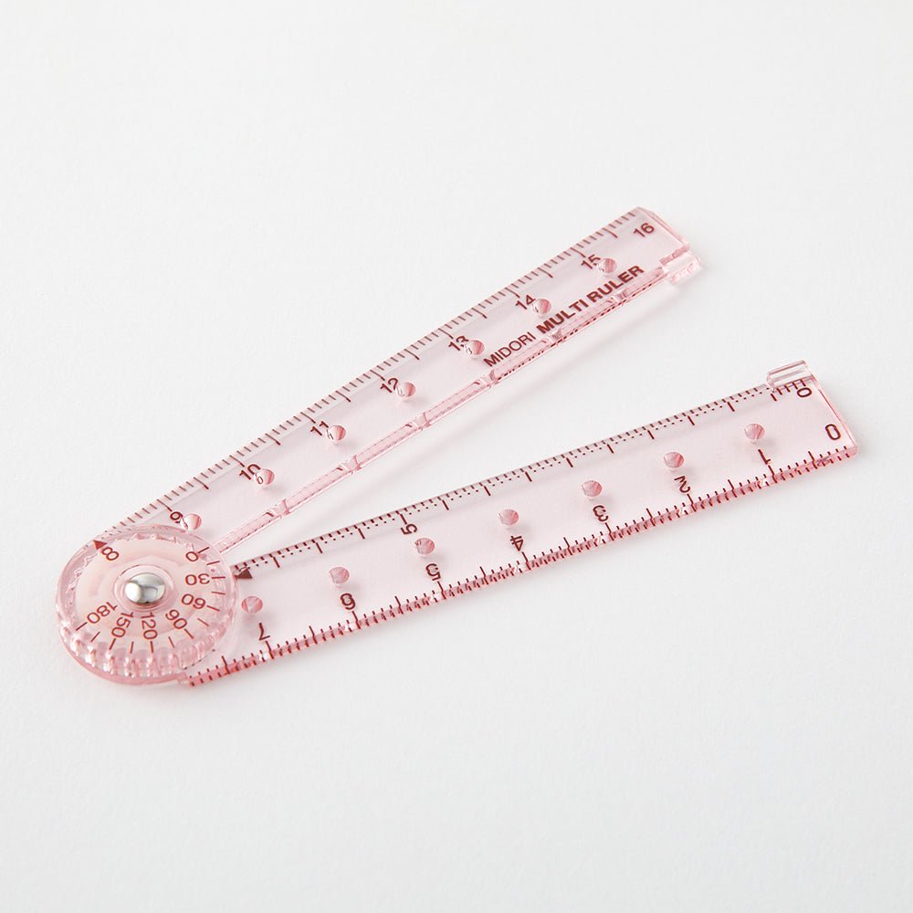 Règle multifonction pliable MIDORI en plastique - 16 cm - Rose - 4902805422987