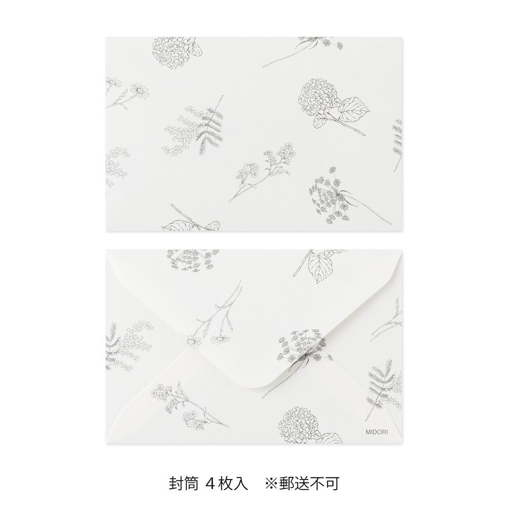 Set de correspondance MIDORI Card Letter Set Washi Hanairo - Blanc - 4902805887885