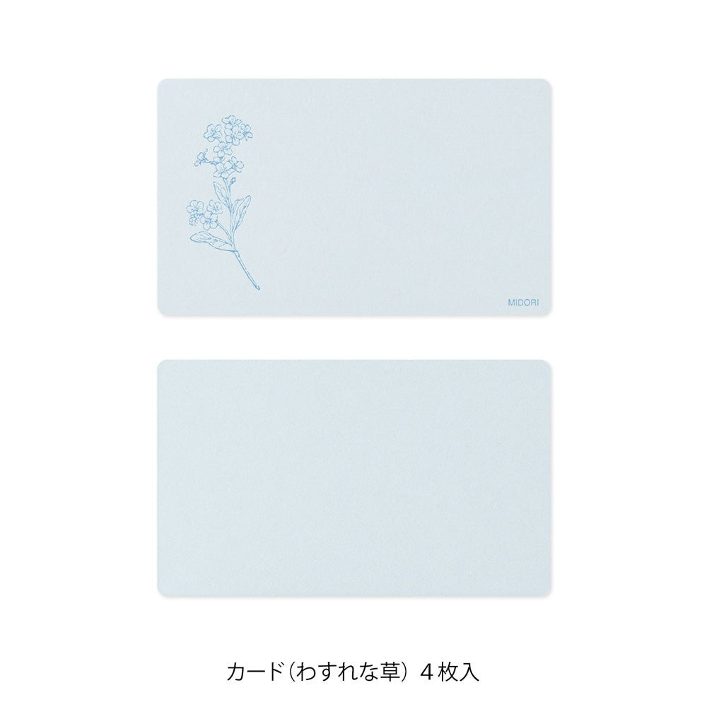 Set de correspondance MIDORI Card Letter Set Washi Hanairo - Bleu - 4902805887922