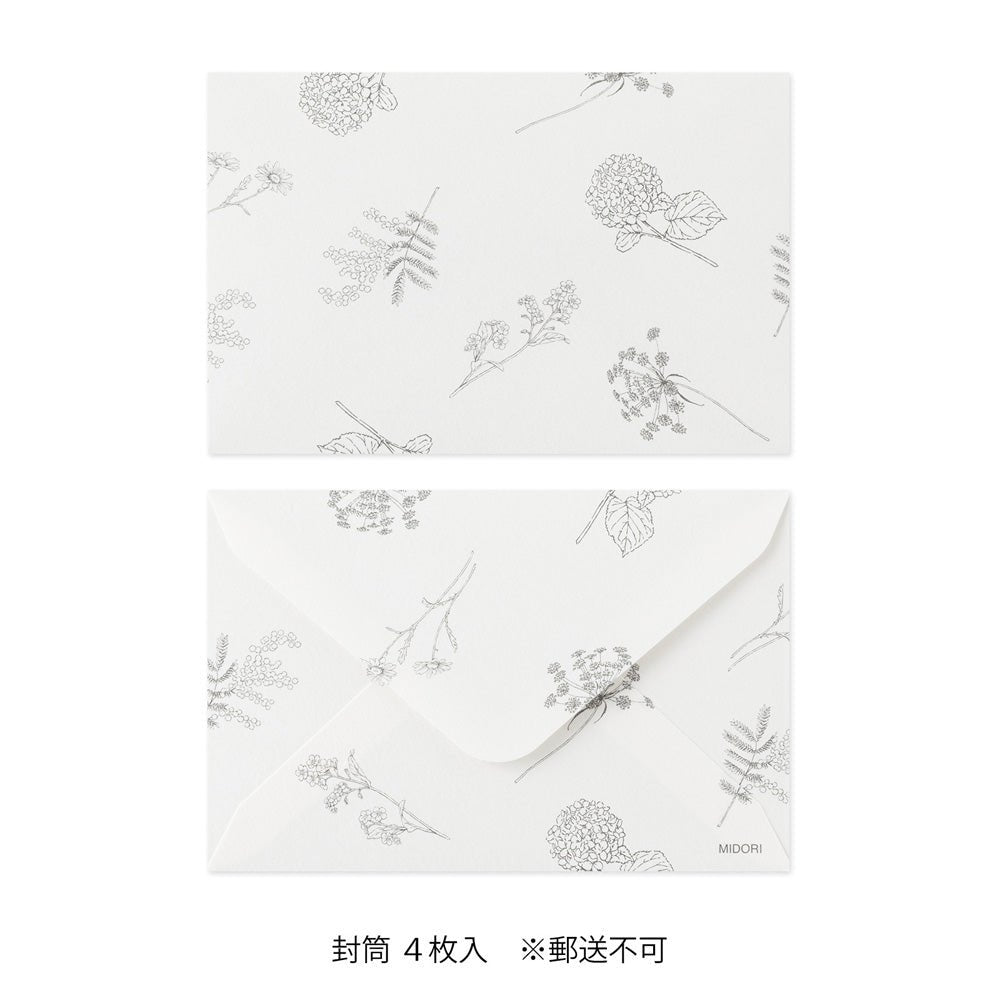 Set de correspondance MIDORI Card Letter Set Washi Hanairo - Bleu - 4902805887922
