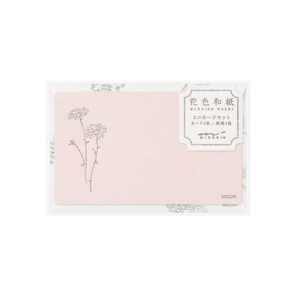 Set de correspondance MIDORI Card Letter Set Washi Hanairo - Rose - 4902805887892