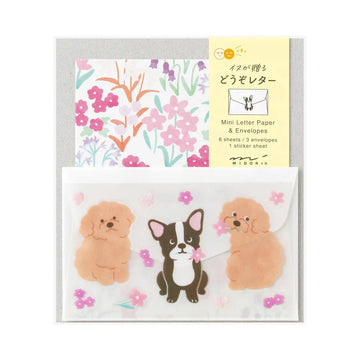 Set de correspondance MIDORI Mini Letter Set Stickers - Chien