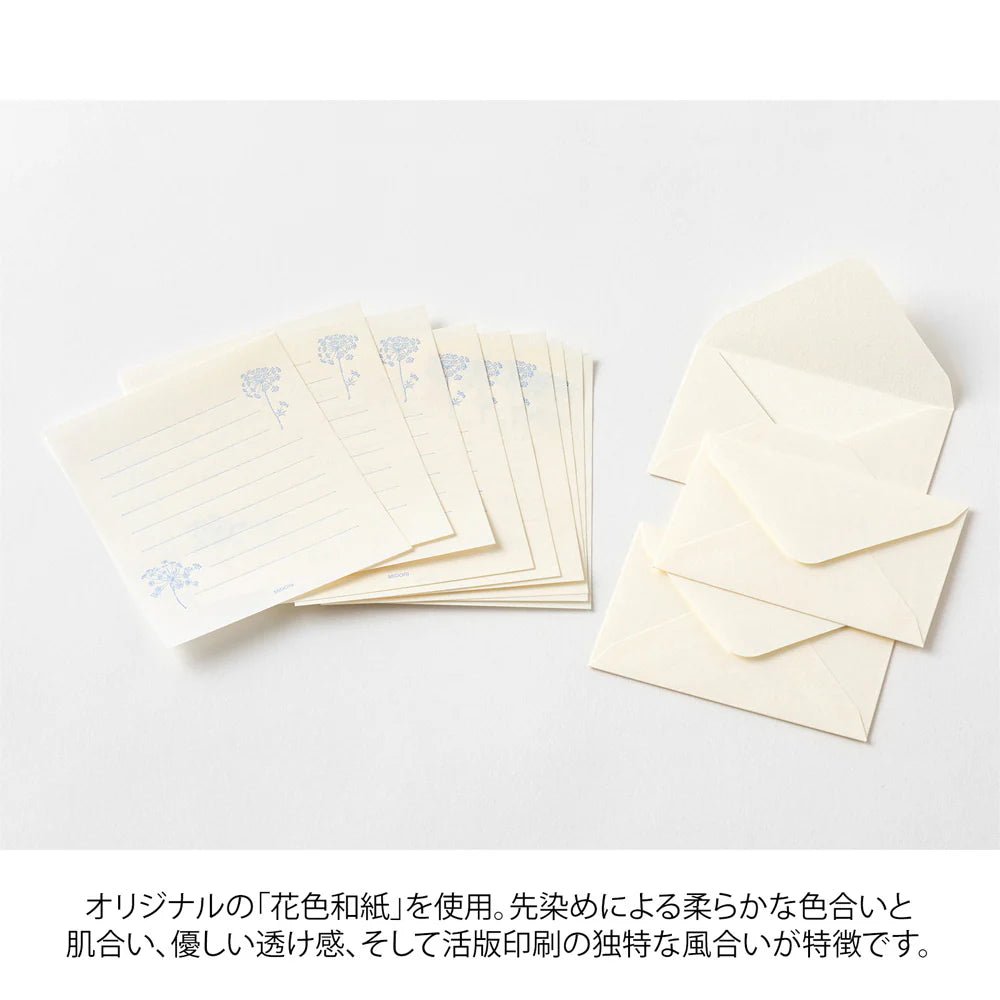 Set de correspondance MIDORI Mini Letter Set Washi Hanairo - Blanc - 4902805869379