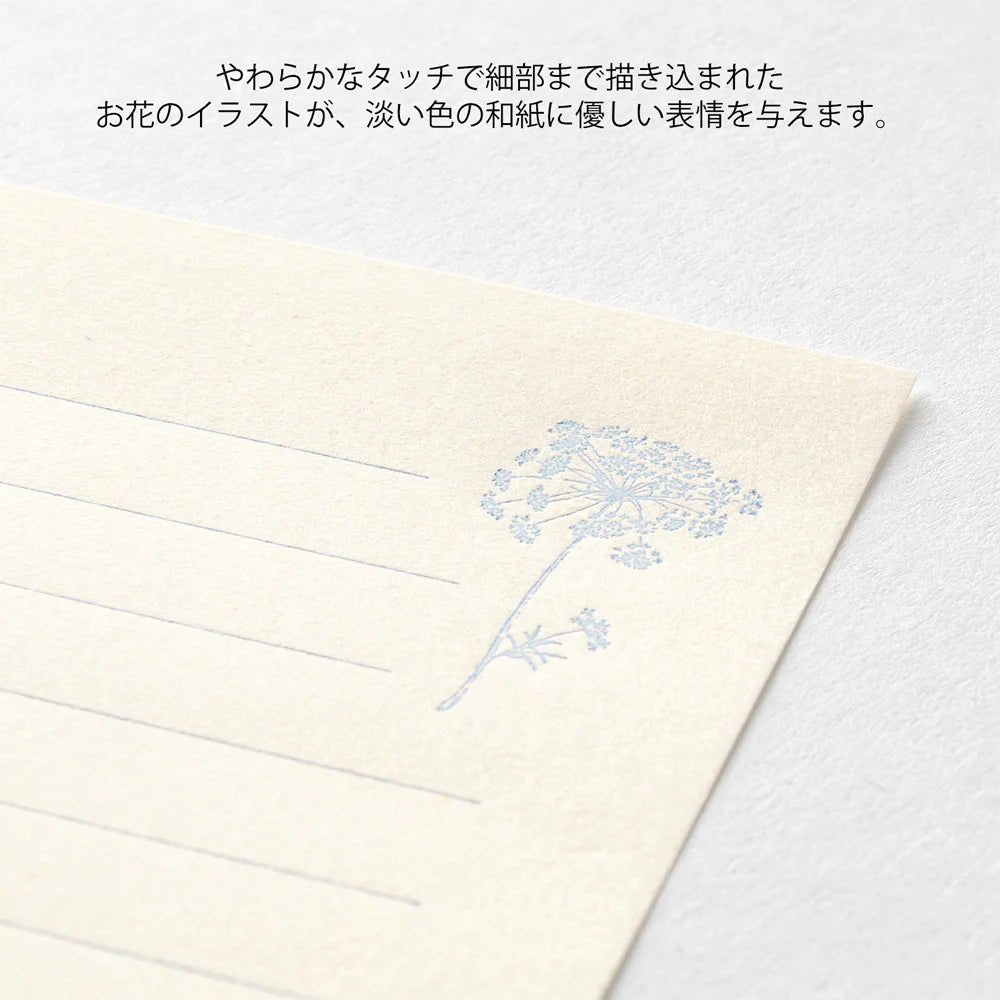 Set de correspondance MIDORI Mini Letter Set Washi Hanairo - Blanc - 4902805869379