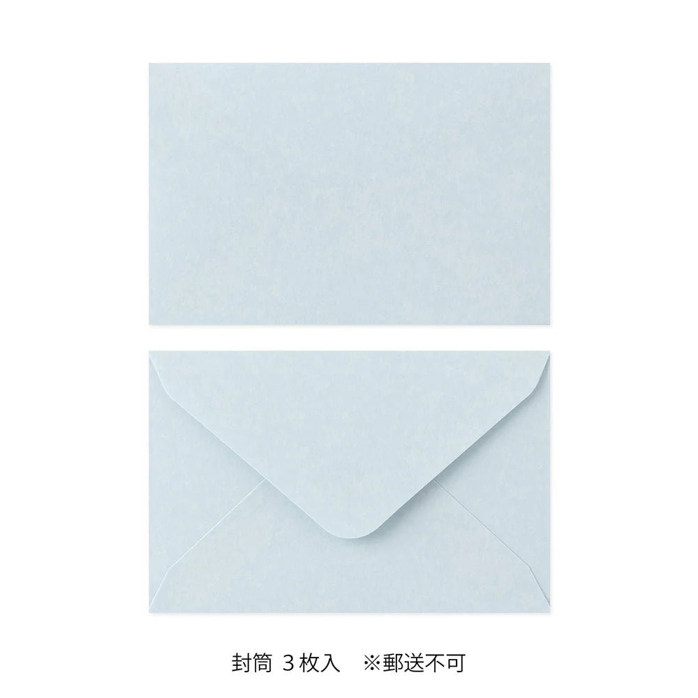 Set de correspondance MIDORI Mini Letter Set Washi Hanairo - Bleu - 4902805869416