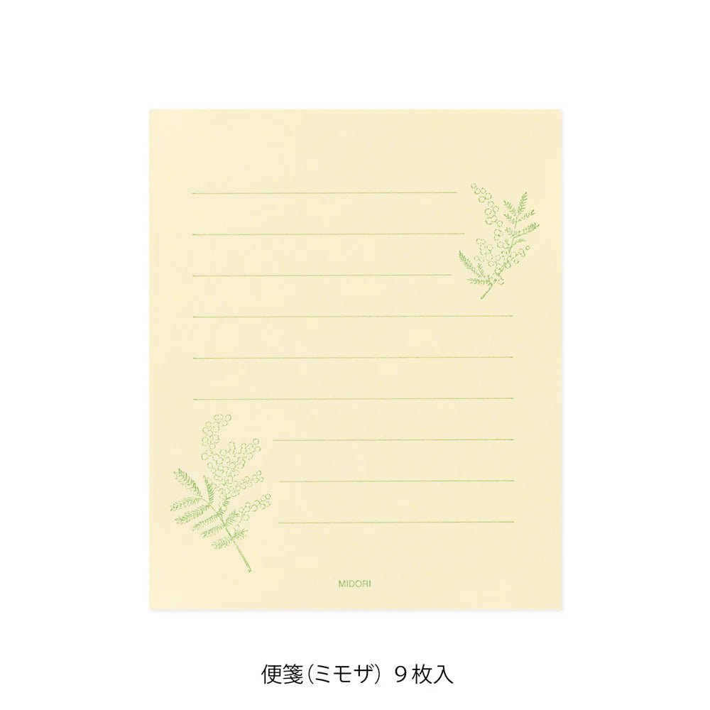 Set de correspondance MIDORI Mini Letter Set Washi Hanairo - Jaune - 4902805869393