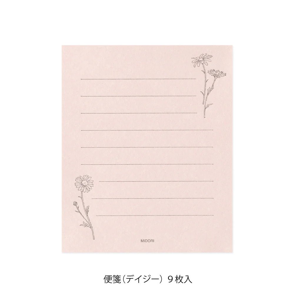 Set de correspondance MIDORI Mini Letter Set Washi Hanairo - Rose - 4902805869386