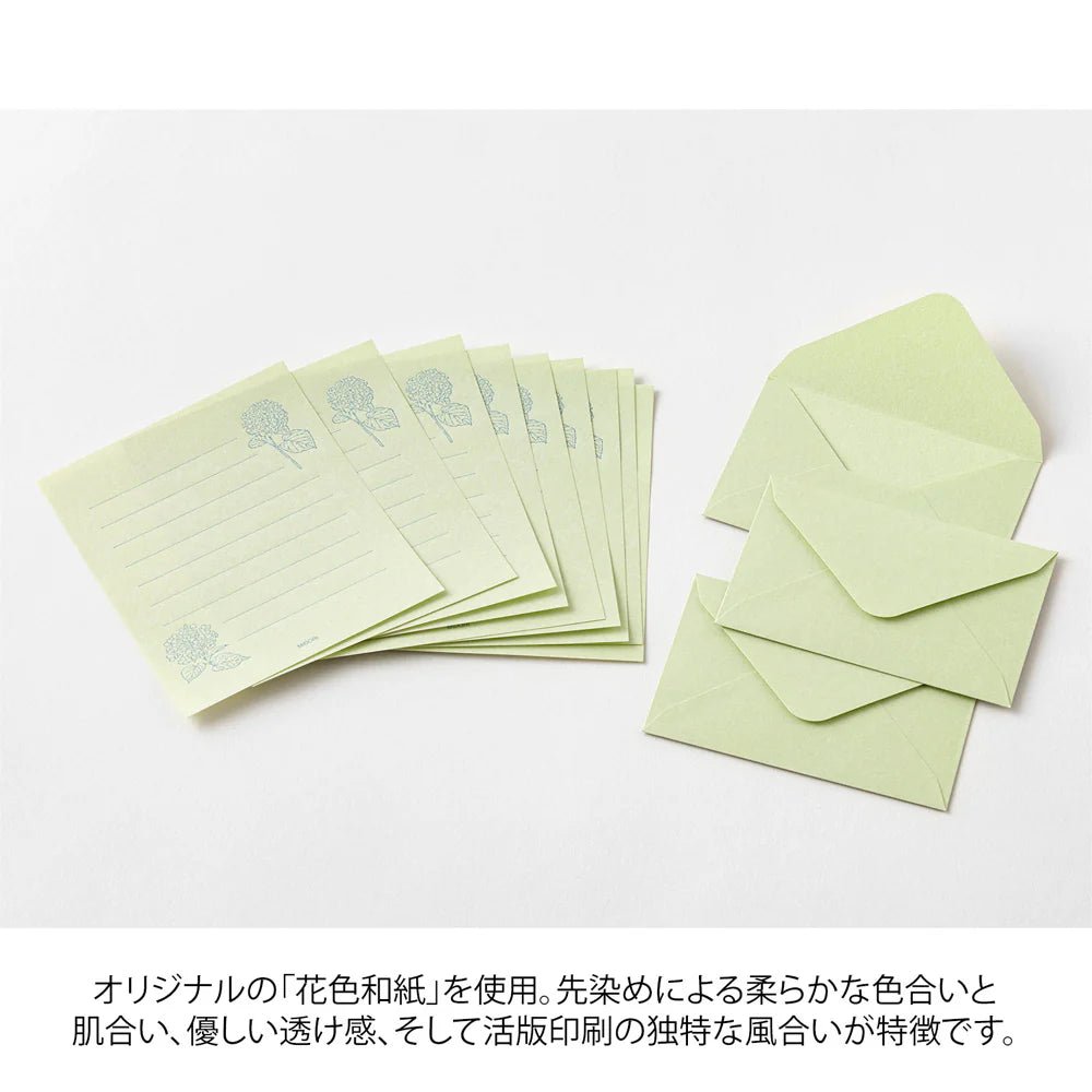 Set de correspondance MIDORI Mini Letter Set Washi Hanairo - Vert - 4902805869409