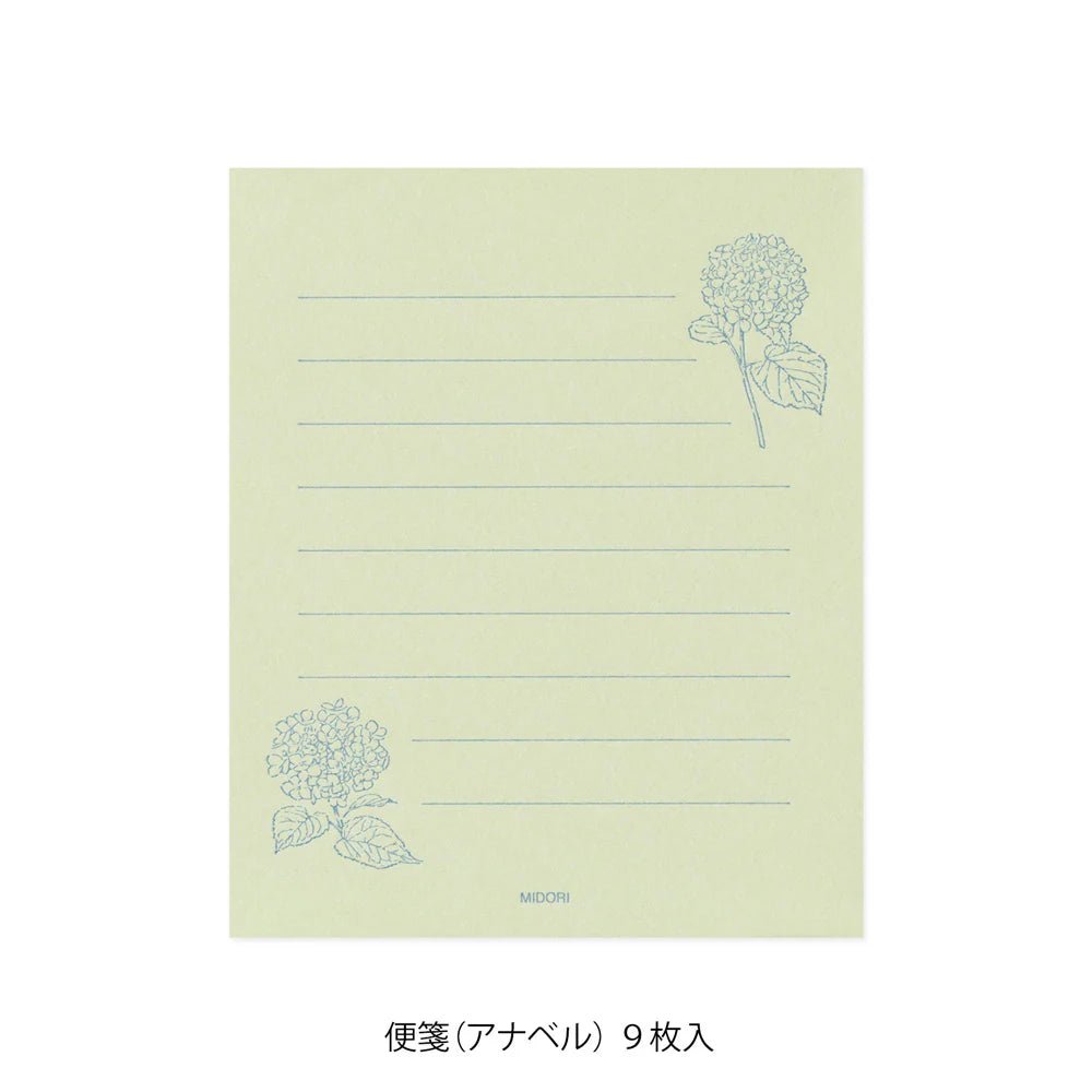 Set de correspondance MIDORI Mini Letter Set Washi Hanairo - Vert - 4902805869409