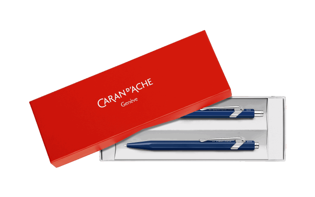 Set stylo bille + porte-mine CARAN D'ACHE 849 - Bleu - -