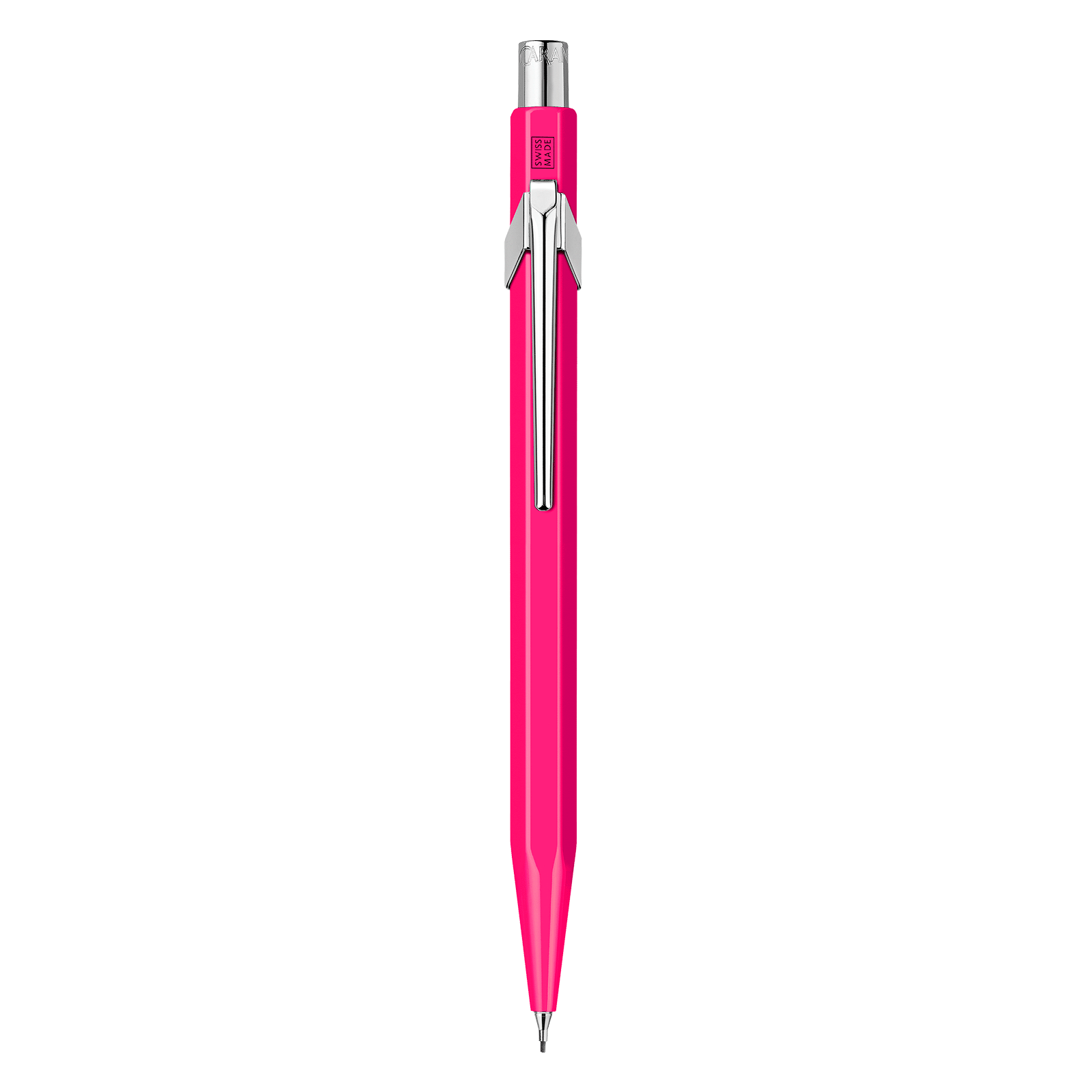 Set stylo bille + porte - mine CARAN D'ACHE 849 Fluo Line - Rose Fluo - 