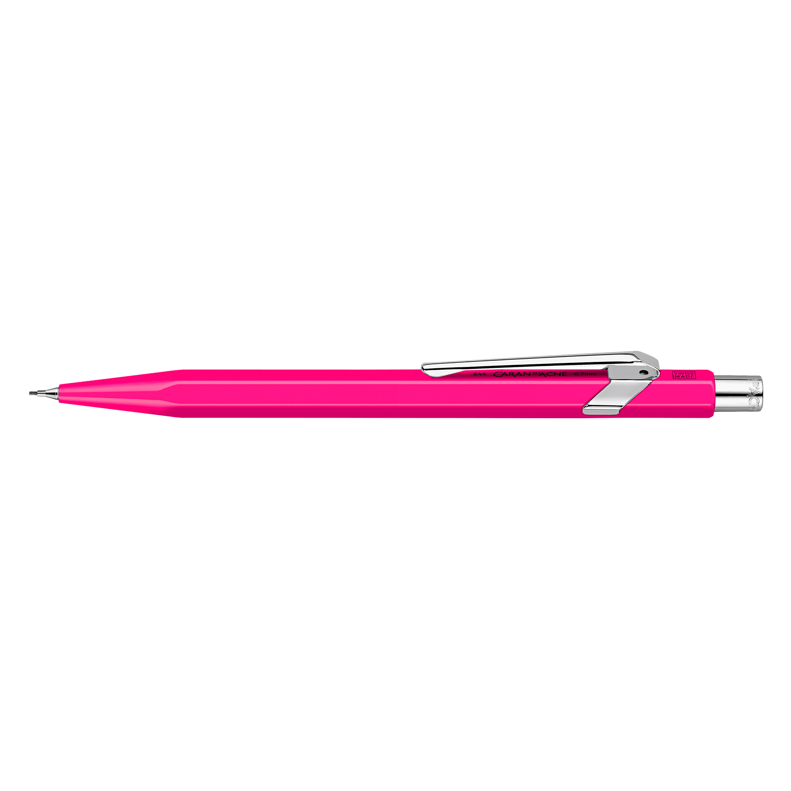 Set stylo bille + porte - mine CARAN D'ACHE 849 Fluo Line - Rose Fluo - 