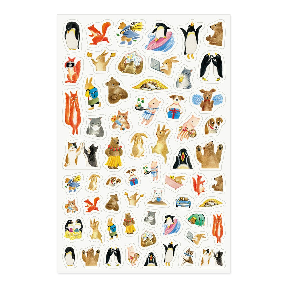 Stickers repositionnables MIDORI Yuru Log - Animaux - 4902805826778