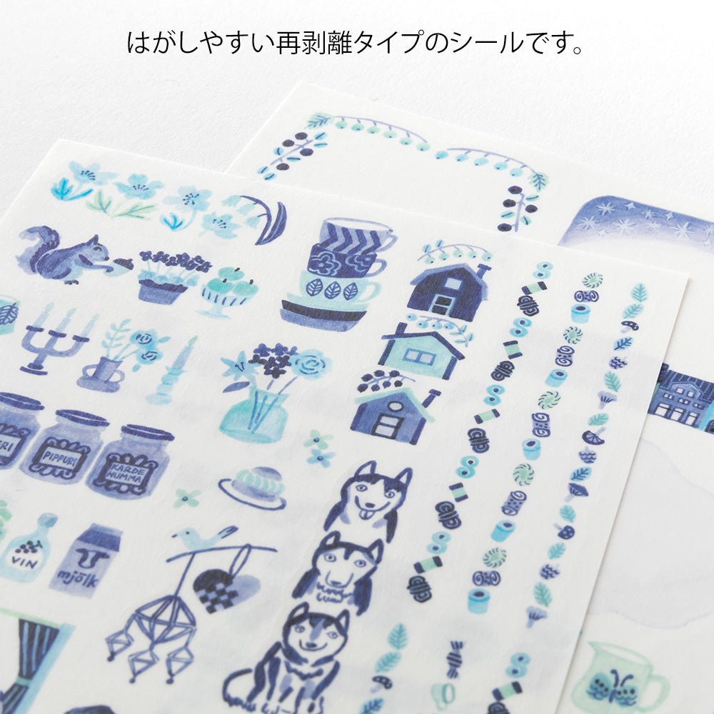 Stickers repositionnables MIDORI Yuru Log - Bleu Nordique - 