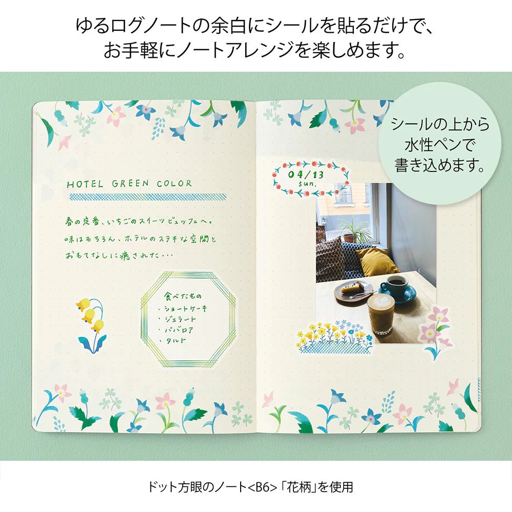 Stickers repositionnables MIDORI Yuru Log - Fleurs - 