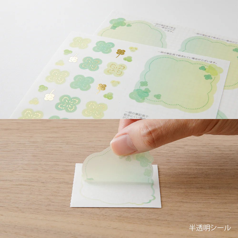 Stickers translucides MIDORI Message Cardboard - Trèfles - 4902805827249