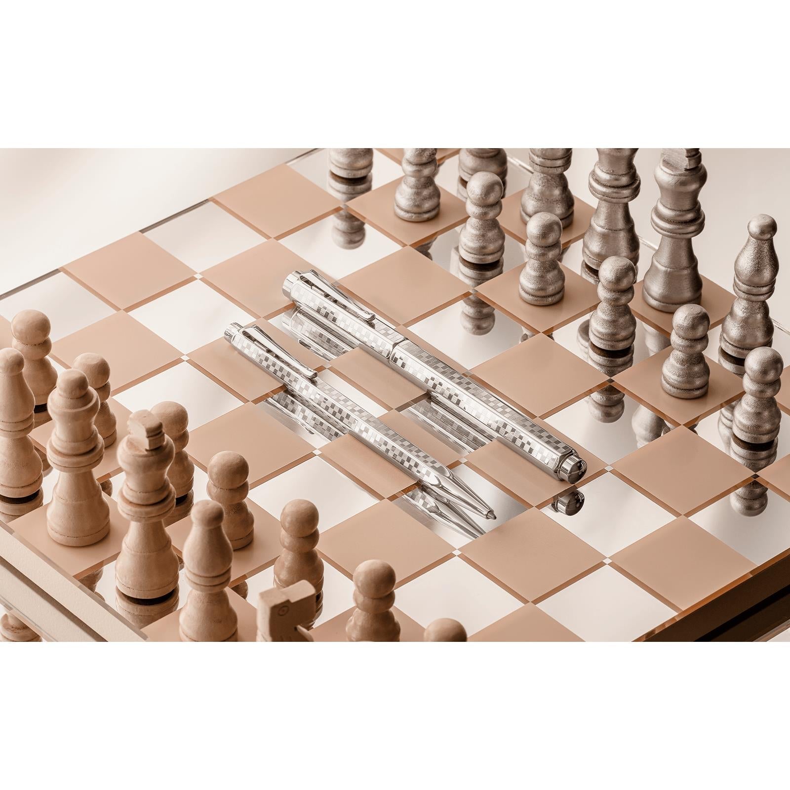 Stylo bille CARAN D'ACHE Ecridor Damier Édition Spéciale - Gris Argenté - 7630002365093