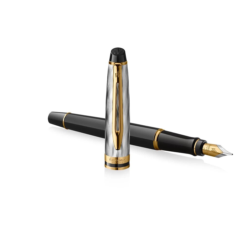 Stylo plume WATERMAN Expert Reflets de Paris - Fine (F) - Noir - -