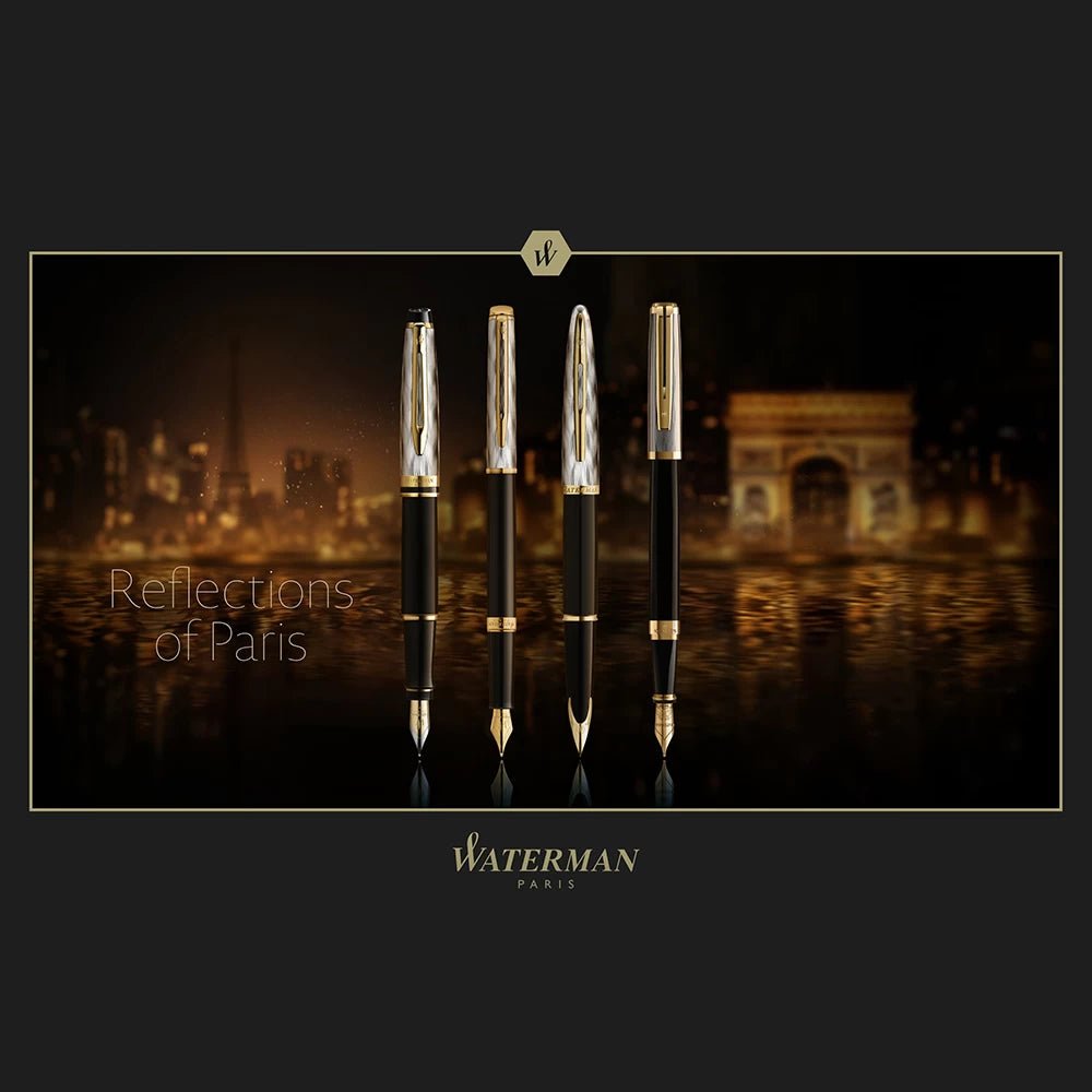 Stylo plume WATERMAN Expert Reflets de Paris - Fine (F) - Noir - -