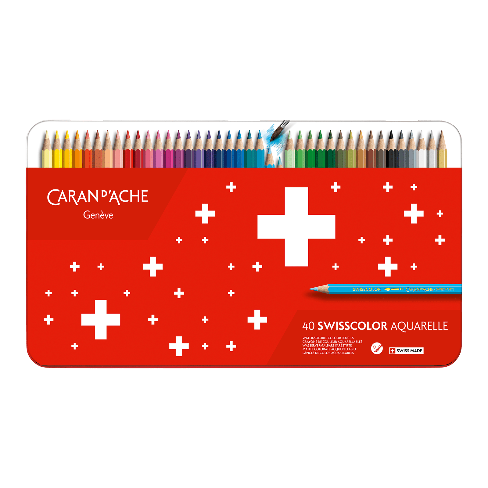 SWISSCOLOR Aquarellable - Boîte Métal 40 Couleurs - 