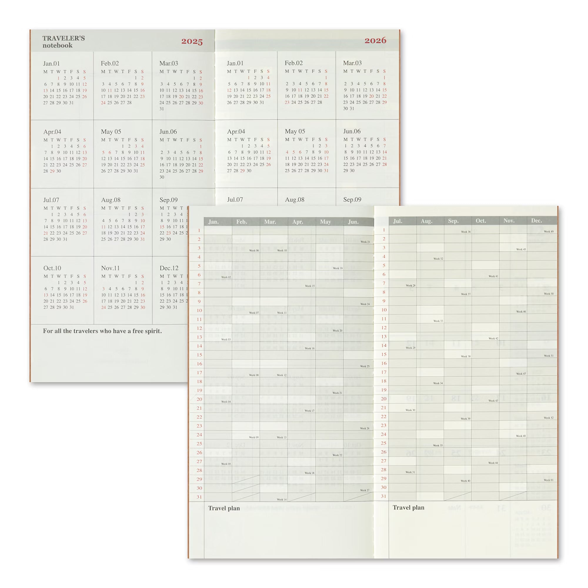 TRAVELER'S notebook - agenda mensuel 2025 (regular size) - TN Regular size - Mensuel - 