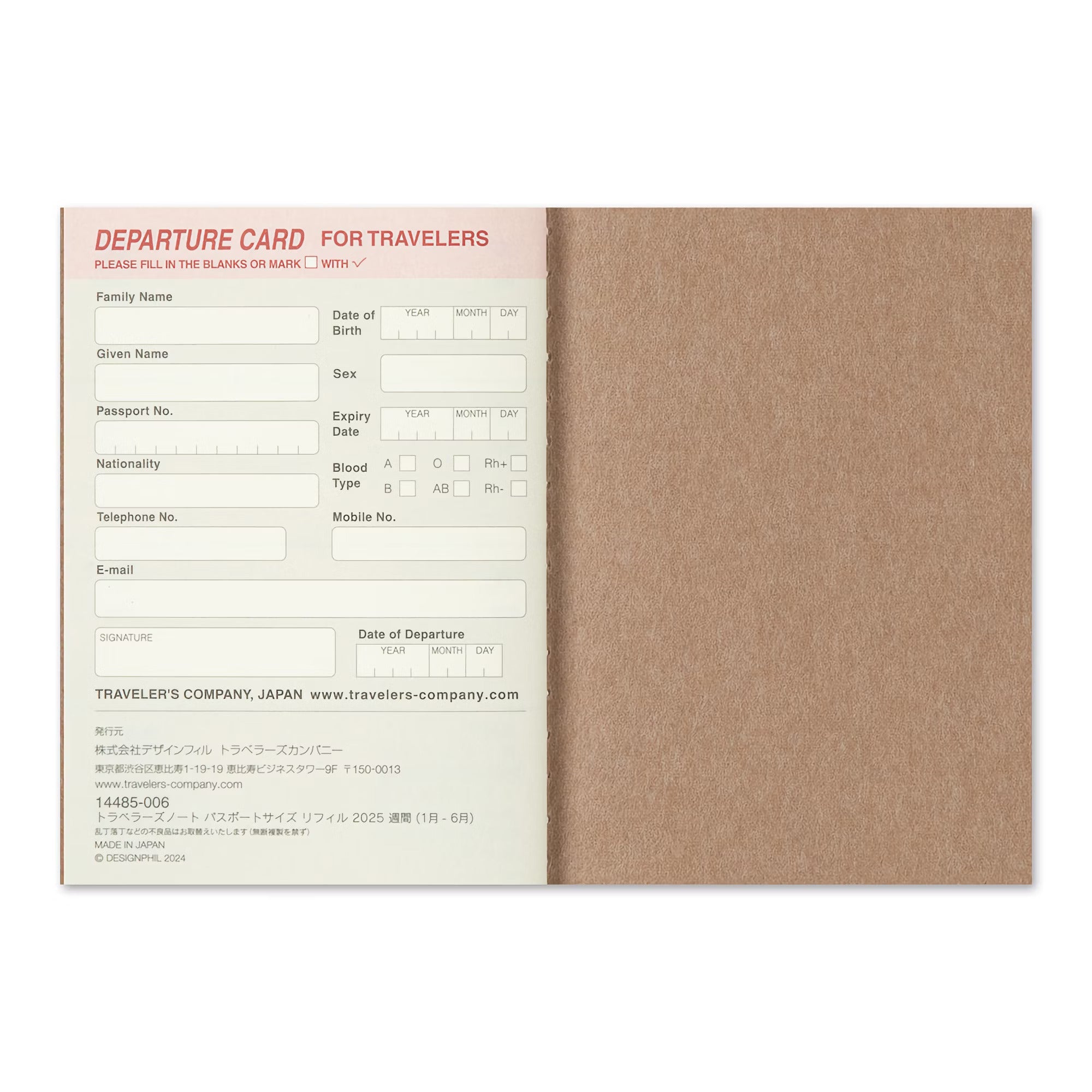 TRAVELER'S notebook - agenda semainier 2025 (passport size) - TN Passport size - 1 semaine sur 2 pages - 