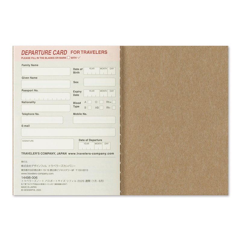 TRAVELER'S notebook - agenda semainier 2026 (passport size) - 