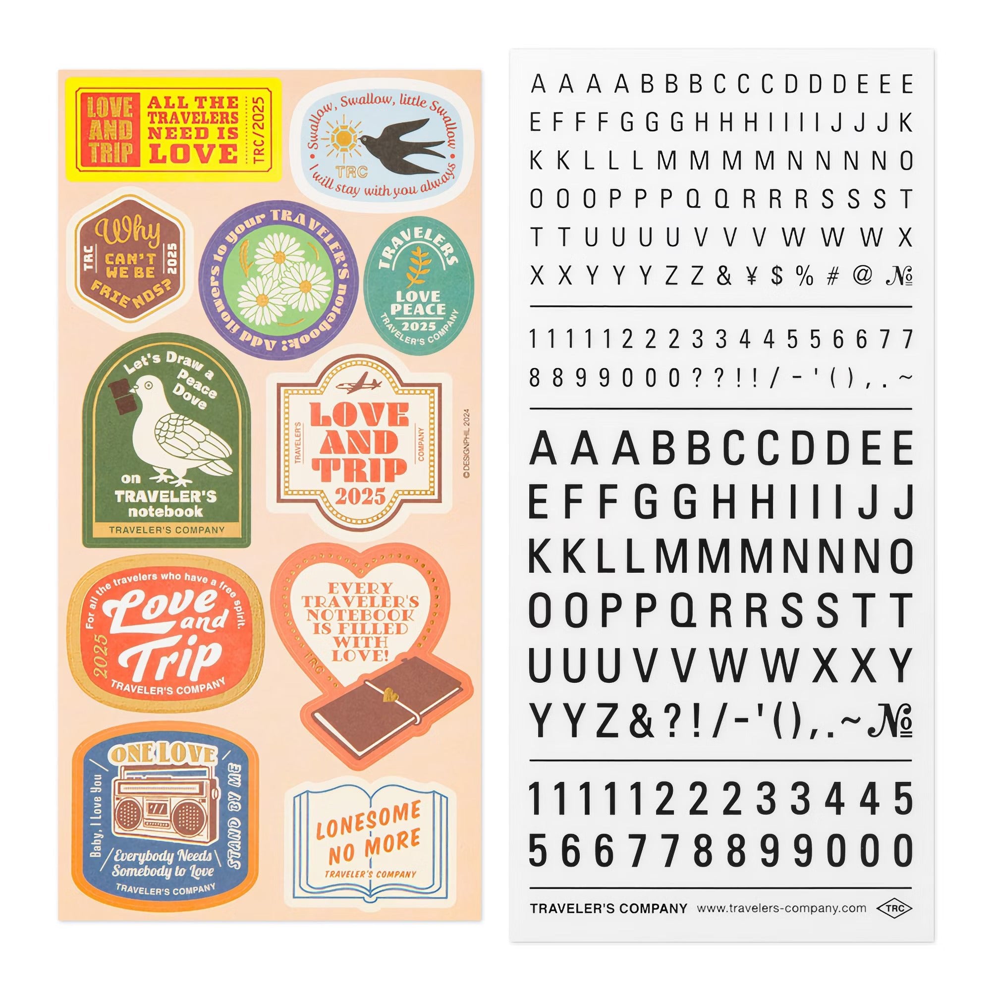TRAVELER'S notebook - set d'autocollants personnalisés 2025 - TN Passport size / TN Regular size - 