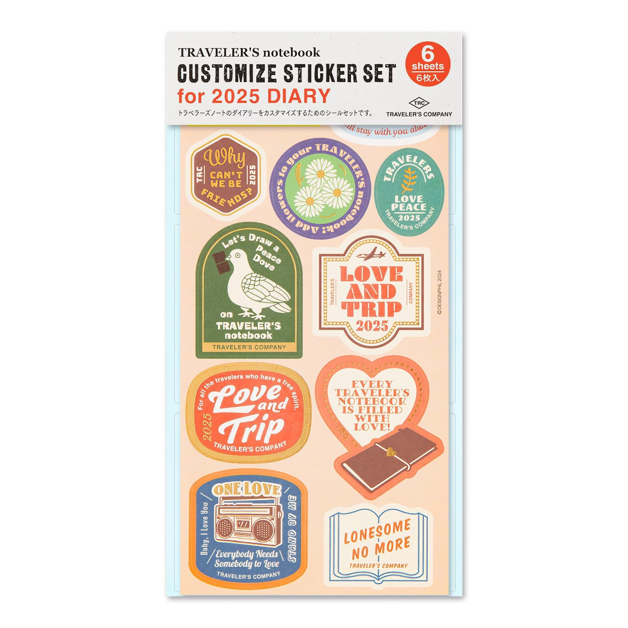 TRAVELER'S notebook - set d'autocollants personnalisés 2025 - TN Passport size / TN Regular size - 