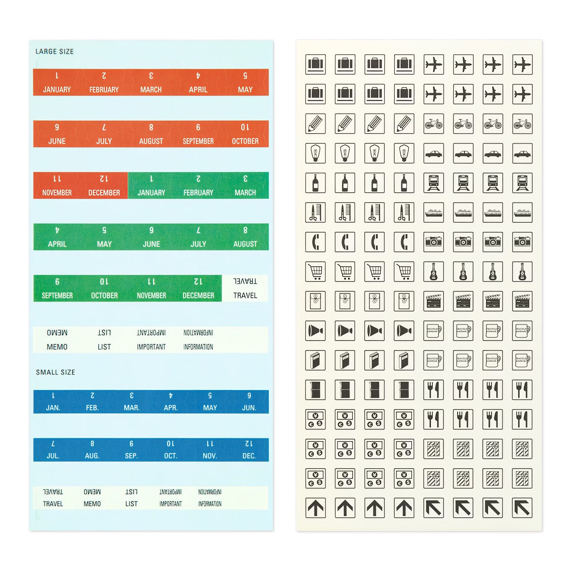 TRAVELER'S notebook - set d'autocollants personnalisés 2025 - TN Passport size / TN Regular size - 