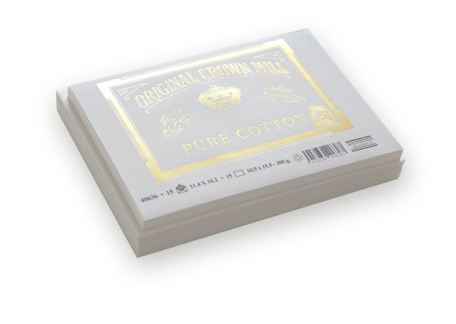 15 cartes et enveloppes Pur Coton format C6 - 10.5 x 15.5 cm | 11.4 x 16.2 cm - 300 g/m² - Crème - 5413036406367