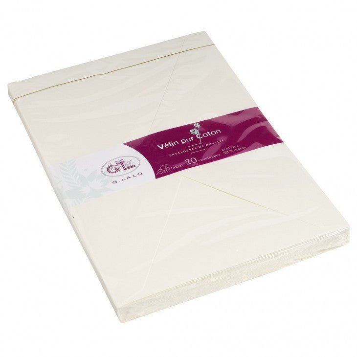 20 enveloppes Vélin Pur Coton format C5 - 16.2 x 22.9 cm - 125 g/m² - Crème - 3140290209008