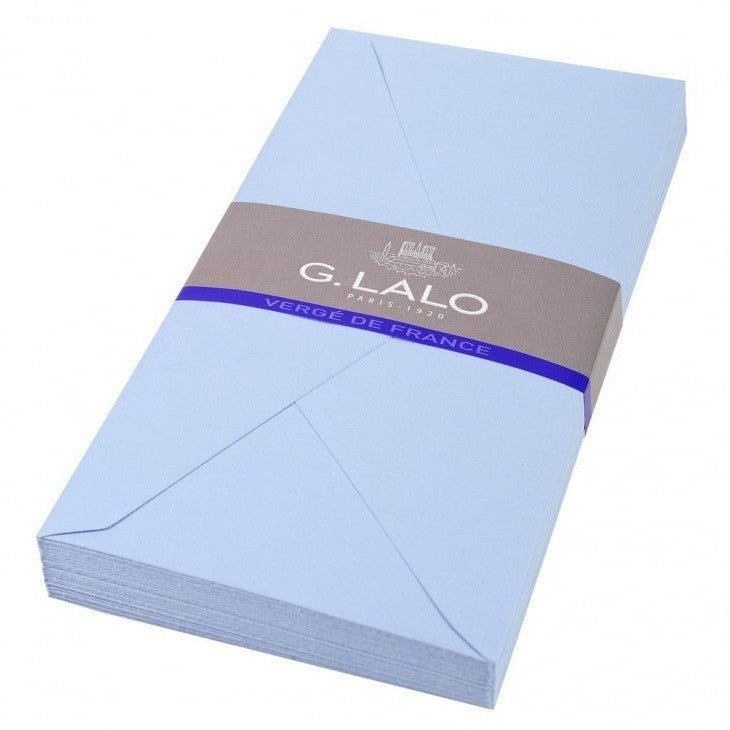 25 enveloppes Vergé de France format DL - 11 x 22 cm - 100 g/m² - Bleu - 3140290227026