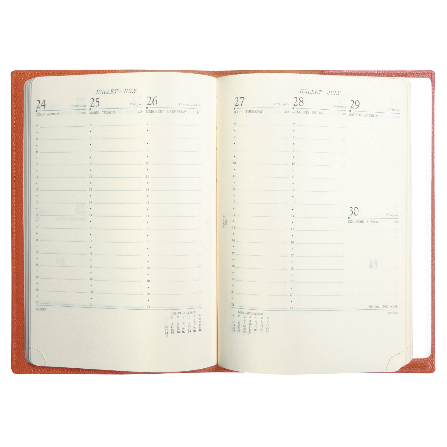 Agenda MIGNON A22 Bornéo - 23.2 x 16 cm - 1 semaine sur 2 pages - Orange épicé - 3489392235943