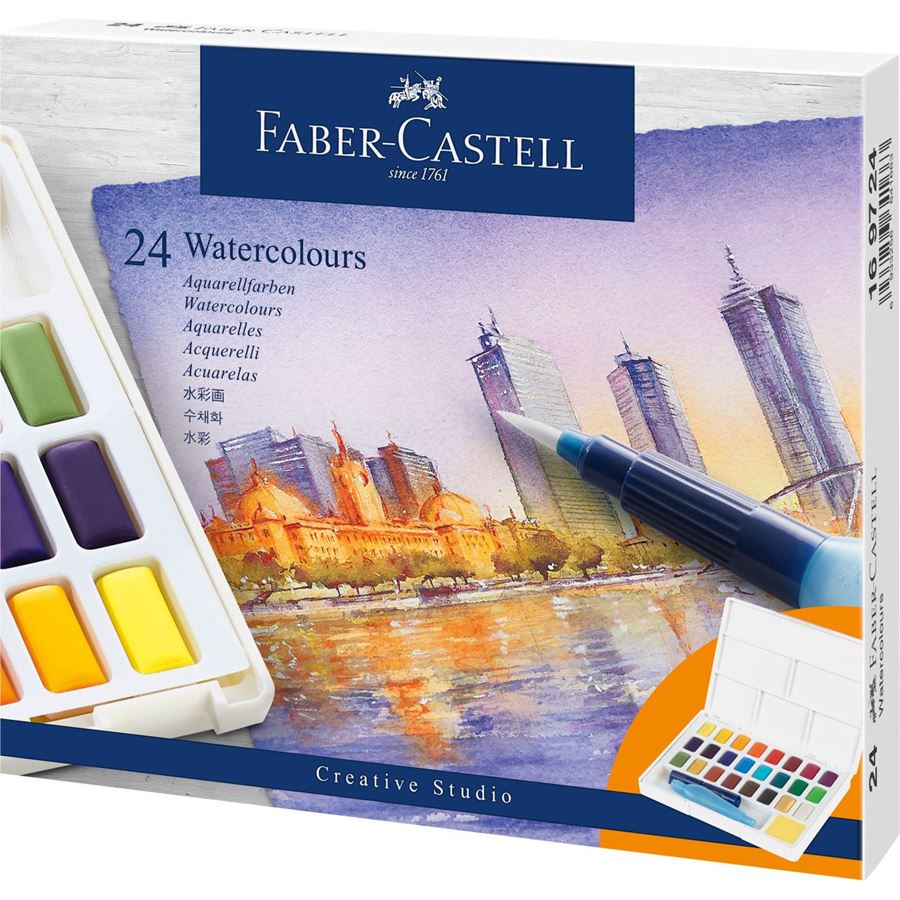 Aquarelle - Boîte 24 Demi Godets de Peinture - 6933256641663