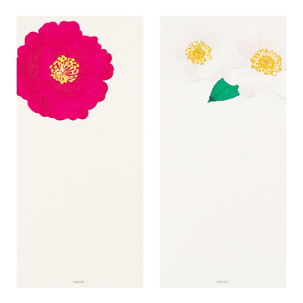 Camélia Sasanqua - Papier à lettres, petit format - 17.7 x 8.4 cm - Blanc - Illustré - 4902805895569