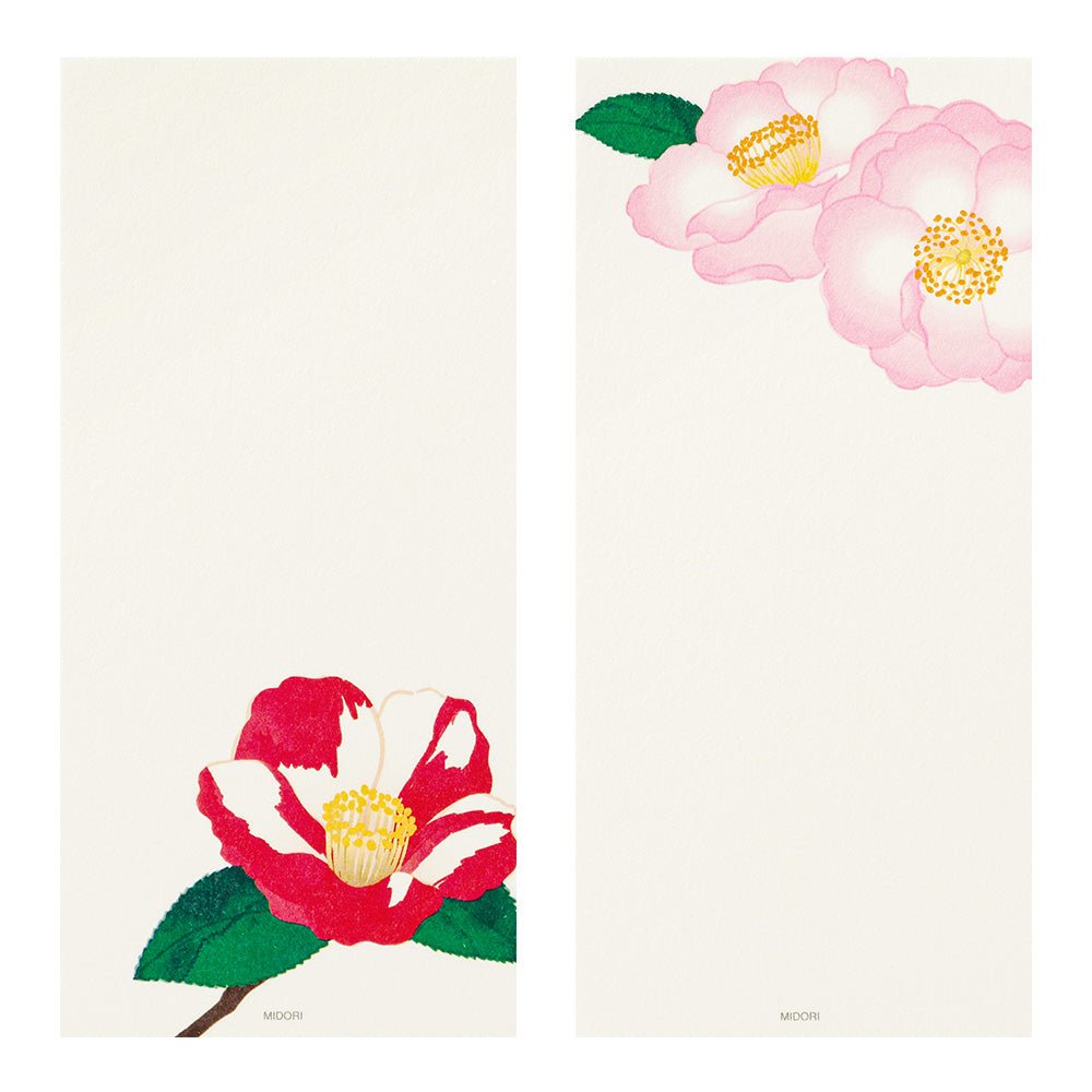 Camélia Sasanqua - Papier à lettres, petit format - 17.7 x 8.4 cm - Blanc - Illustré - 4902805895569