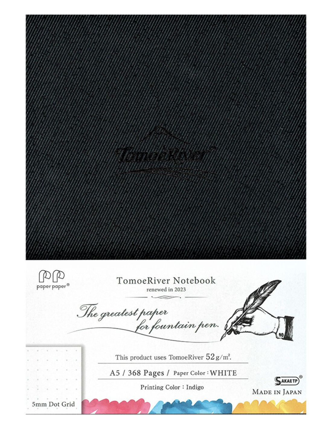 Carnet rigide TOMOE RIVER Notebook - A5 - Pointillé - Noir - 4909171853513