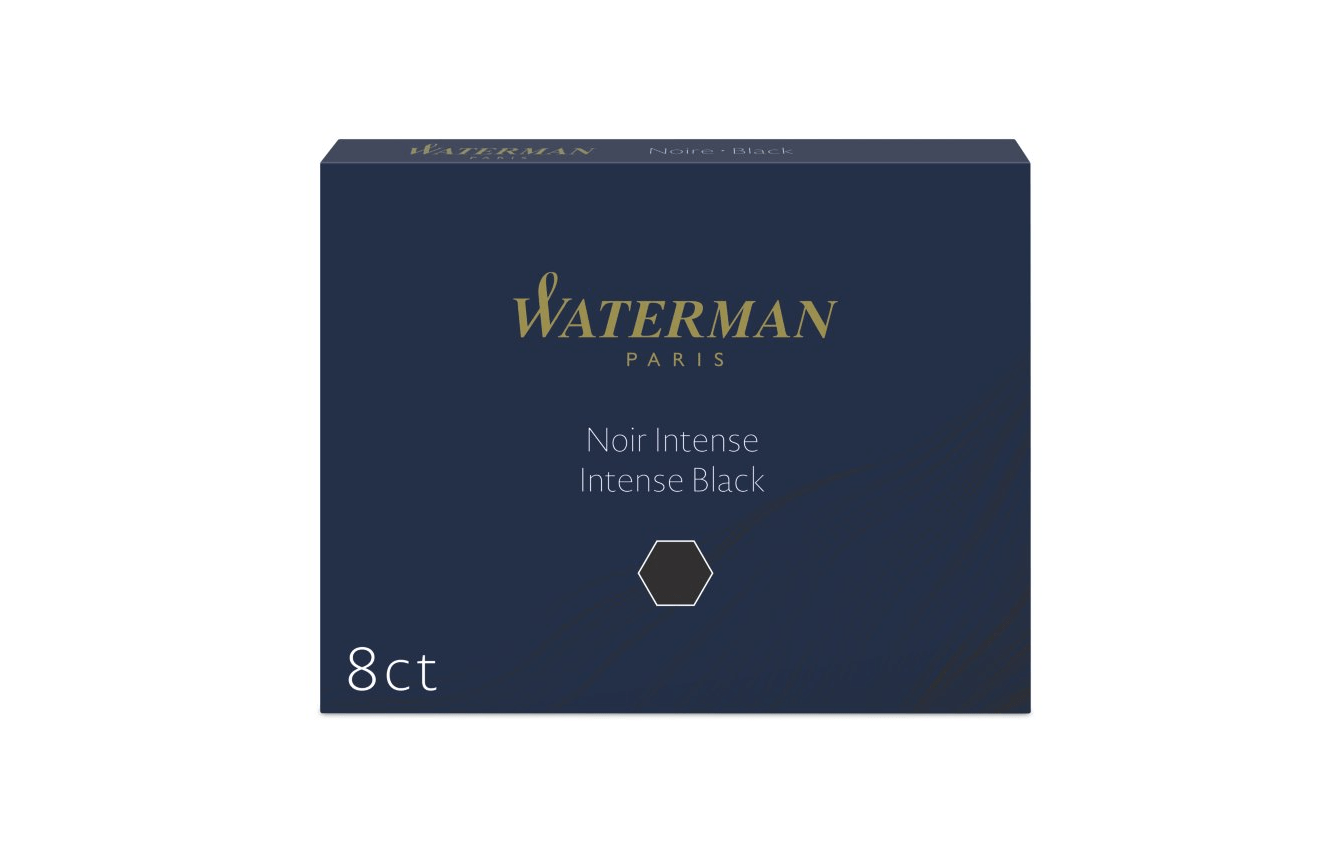 Cartouches d'encre WATERMAN, long format - Noir Intense - - 3034325200194