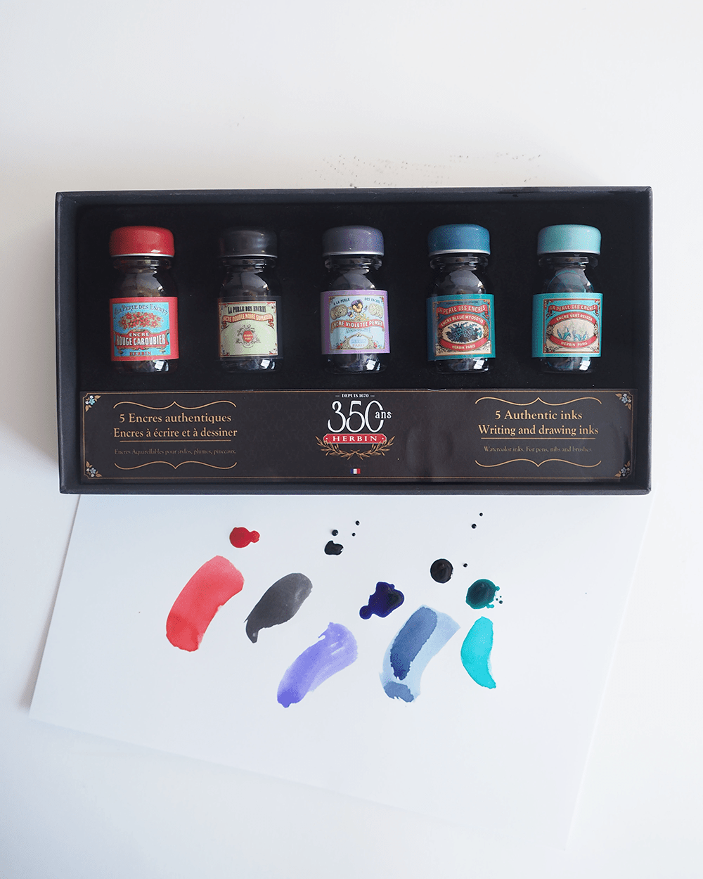 Coffret édition limitée Spécial 350 ans JACQUES HERBIN - 5 flacons d'encre - 10 ml - Assorties - 3188550189004