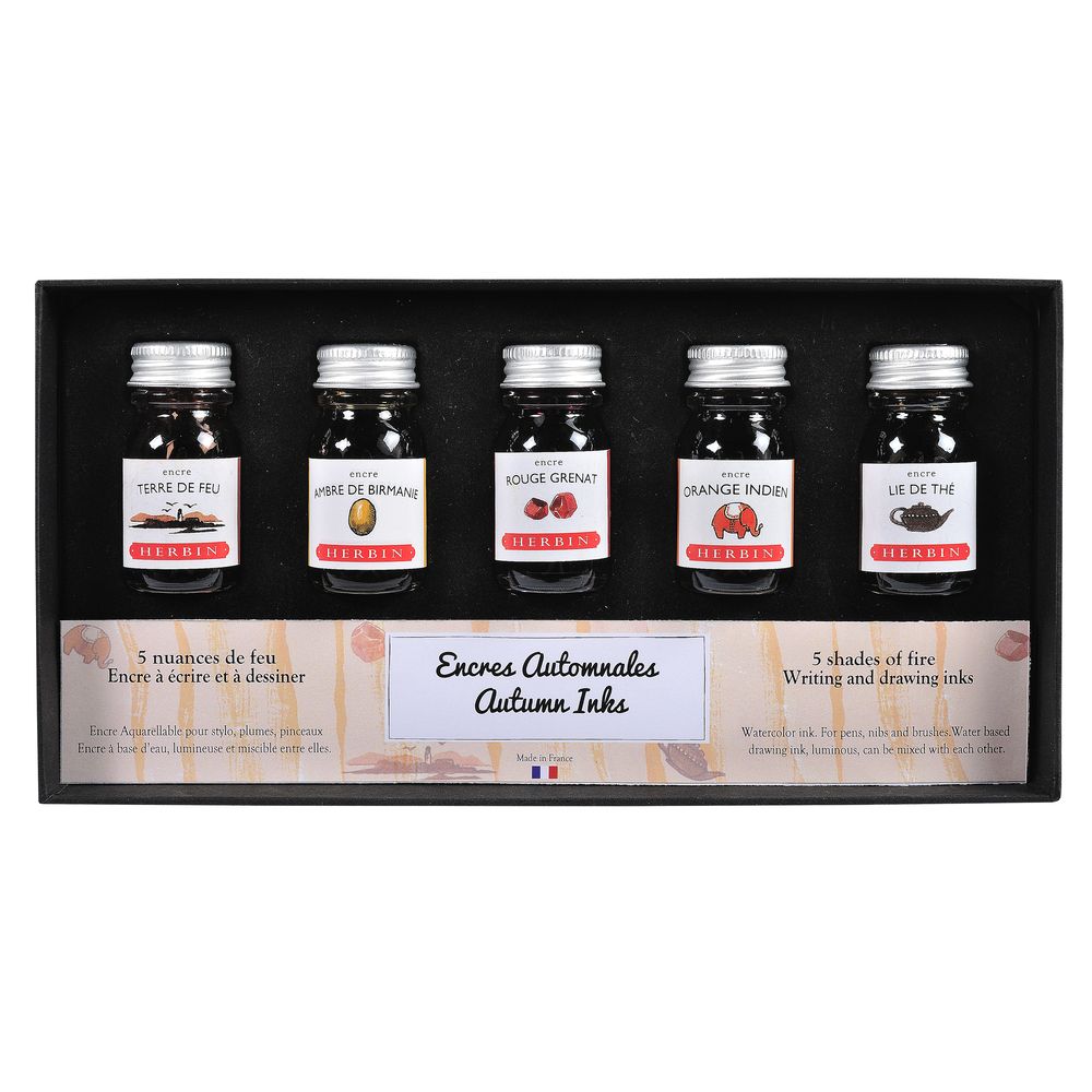 Coffret Encres Automnales JACQUES HERBIN - 5 flacons d'encre - 10 ml - Assorties - 3188550185037