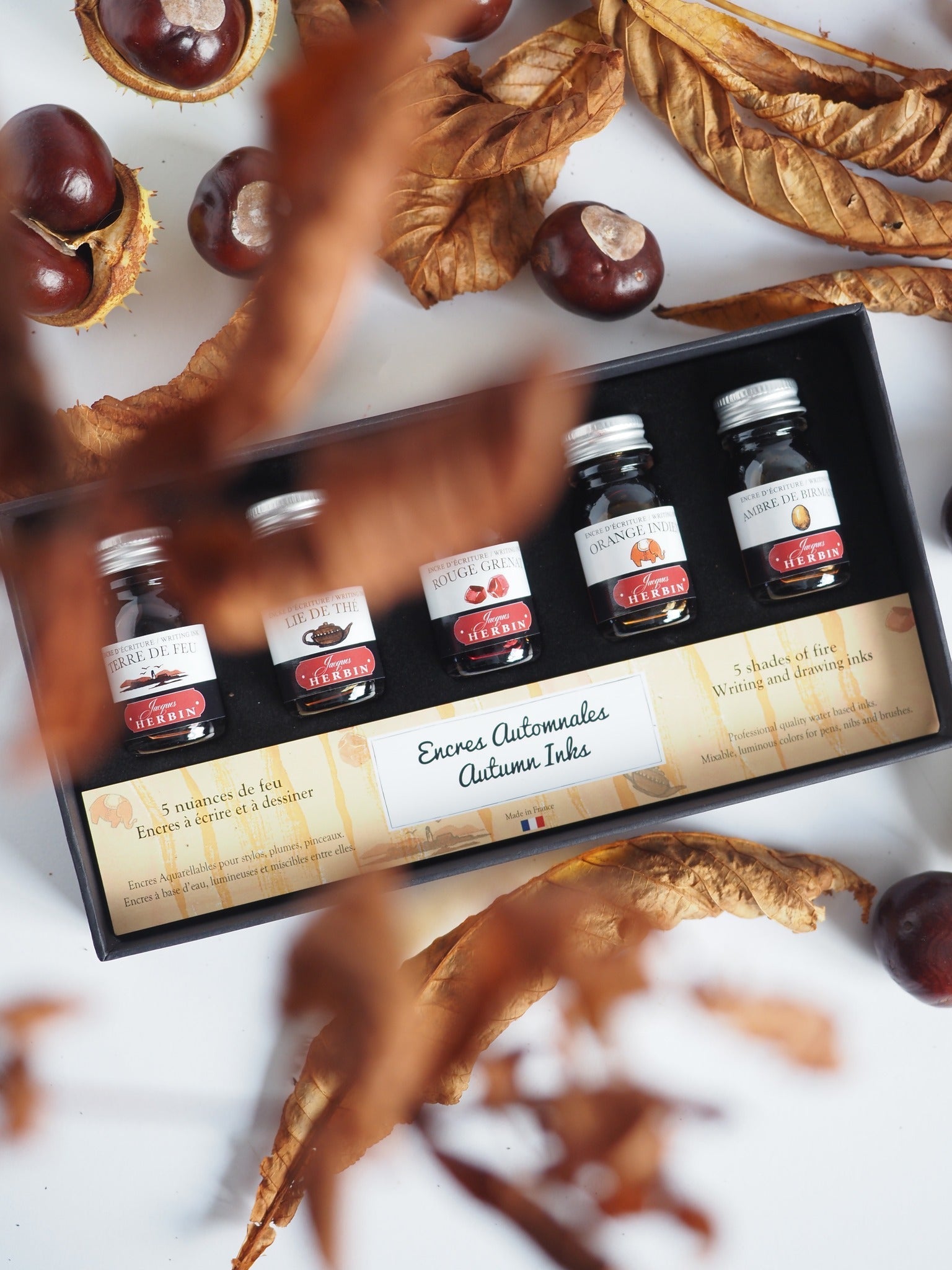 Coffret Encres Automnales JACQUES HERBIN - 5 flacons d'encre - 10 ml - Assorties - 3188550185037