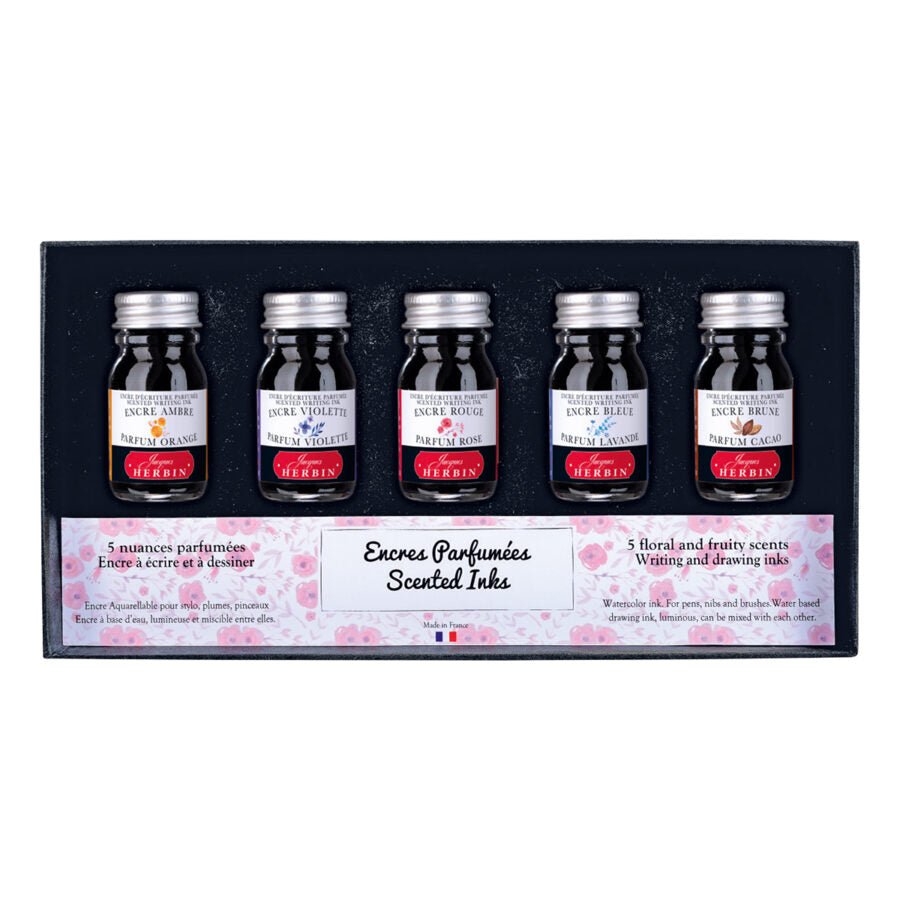 Coffret Encres Parfumées JACQUES HERBIN - 5 flacons d'encre - 10 ml - Assorties - 3188550187000