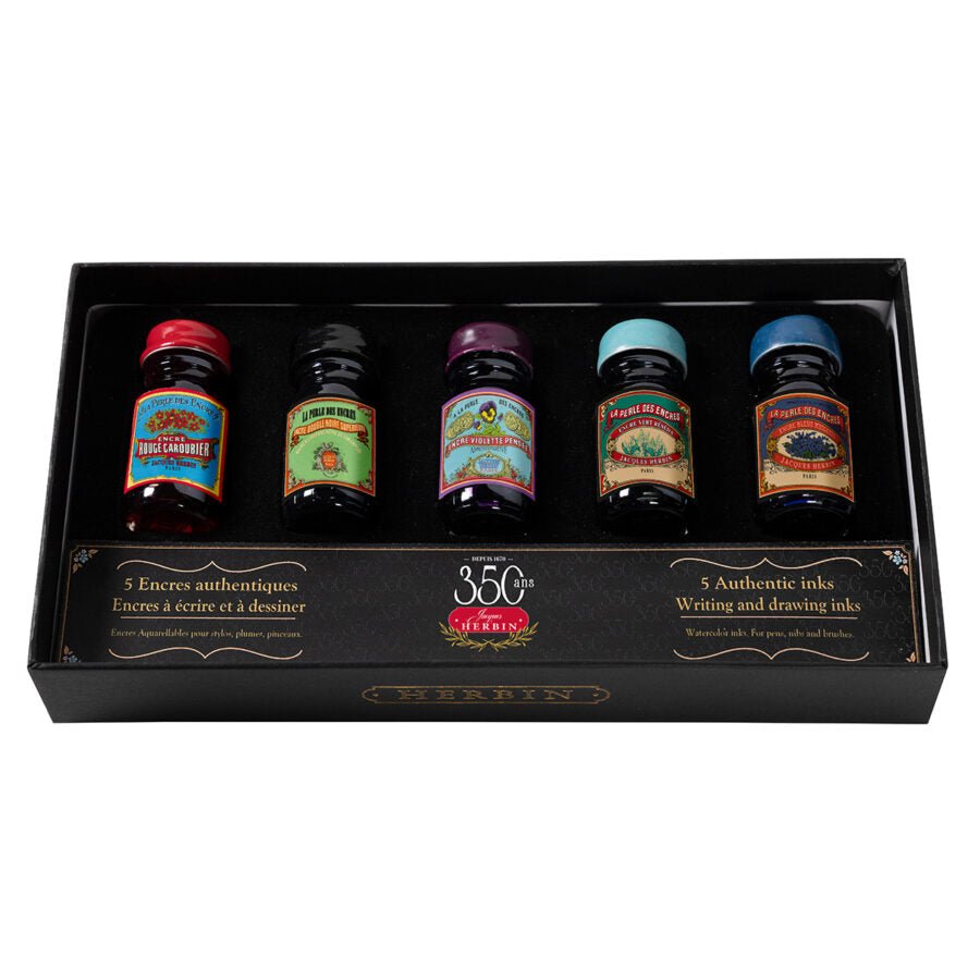 Coffret Spécial 350 ans JACQUES HERBIN - 5 flacons d'encre - 10 ml - Assorties - 3188550189004